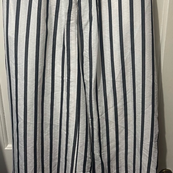Abercrombie & Fitch Wide Leg Beach Pants black Striped Split Leg Sz S - Picture 5 of 8